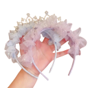Diadema de encaje con corona y perlas Tamaño universal Accesorio de cabello elegante para boda baile fotografía fiesta peinado festivo 2