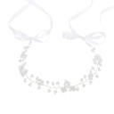 Diadema floral con perlas tamaño 33–35 cm Diadema romántica con lazos Adorno nupcial para mujeres 2