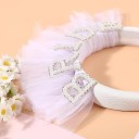 Diadème Bride avec perles et voile en tulle Blanc Accessoire de mariage pour l'enterrement de vie de jeune fille Fête de fiançailles 3