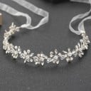 Diadème en argent avec cristaux longueur 83 cm Accessoire capillaire de mariage avec pierres décoratives Diadème élégant pour mariée et coiffures 1
