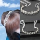 Diadème en argent avec cristaux longueur 83 cm Accessoire capillaire de mariage avec pierres décoratives Diadème élégant pour mariée et coiffures 3
