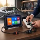 Diagnose- und Programmierinterface für BMW FEM/BDC mit Testplattform und schwarzem DB25-Stecker zum Programmieren und Testen von Schlüsseln 5