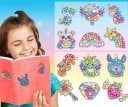 Diamantaufkleber Einhorn und Regenbogenmotive 12 Stück kreative Set farbige Steine zum Gestalten von Bildern für Kinder 3