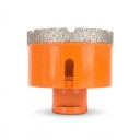 Diamantová vrtací korunka 65 mm se závitem M14 Pro úhlovou brusku Vakuově pájený diamant Oranžová Suché vrtání do dlažby a mramoru 1