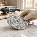 Diamantpolijstschijf 100 mm Stap 3 Voor droog en nat polijsten Harsbindmiddel Klittenband Oranje Polijsten van graniet, beton en marmer 7