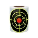 Dianas autoadhesivas reactivas de 3 pulgadas 7,60 cm 100 unidades en rollo Efecto salpicadura Color fosforescente amarillo Dianas para disparo 2