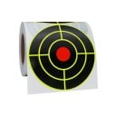Dianas autoadhesivas reactivas de 3 pulgadas 7,60 cm 100 unidades en rollo Efecto salpicadura Color fosforescente amarillo Dianas para disparo 5