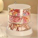 Διαφανής πλαστικός περιστροφικός οργανωτής για κοσμήματα και λαστιχάκια 13 × 13,6 εκ. 3-επίπεδος επιτραπέζιος κουτί για κλιπ, δαχτυλίδια 2
