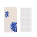Diario crema beige 192 x 95 mm con rose blu in stile acquerello e pagine a quadretti per appunti e pianificazione settimanale 2