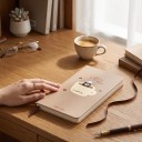 Diario del caffè 187 x 94 mm in colore marrone con segnalibro in raso e disegno di una tazza con programma settimanale per 53 settimane per appunti e piani 6