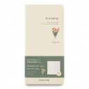 Diario settimanale stretto per 53 settimane 187 x 94 mm in colore beige con fiore sulla copertina e pagine a quadretti per appunti e organizzazione del tempo 1