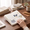 Diario settimanale stretto per 53 settimane 187 x 94 mm in colore beige con fiore sulla copertina e pagine a quadretti per appunti e organizzazione del tempo 5