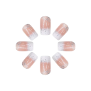 Dicas de unhas reutilizáveis 24 pcs Comprimento curto a médio Forma quadrada com detalhe brilhante Estilo de manicure francesa para uso doméstico 3