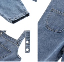Dicker Jeans-Overall für Babys aus Baumwolle Einfarbiger Overall für Kleinkinder mit Tasche und Knöpfen Stilvoller Unisex-Overall für Jungen und Mädchen 2