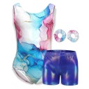 Dievčenská tanečná súprava body, kraťasy a 2 gumičky do vlasov, polyester a elastan, na gymnastiku, balet, tanečné krúžky a vystúpenia 1