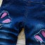 Dievčenské džínsy s trakmi s potlačou králikov 5