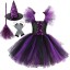Dievčenské kostým čarodejnice s klobúkom a doplnky Halloweensky kostým Čarodejnícky kostým pre dievčatá Kostým na karneval 2