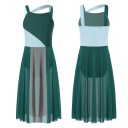 Dievčenské tanečné šaty s dlhou priesvitnou sukňou polyester šifón oblečenie pre balet a scénické vystúpenia 2