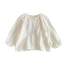 Dievčenský jesenný top s dlhým rukávom lucernový strih Bavlna Polyester Spandex Sladká výšivka O výstrih Módny roztomilý 12