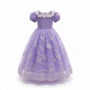 Dievčenský kostým princeznej Dlhé šaty s balónovými rukávmi a šnurovaním Čipka a výšivka Bavlna polyester a sieťovina 5