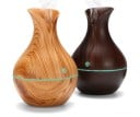 Diffuseur d'arômes en forme de vase Corps en plastique avec décor en bois et bande lumineuse Réservoir de 130 ml Alimentation USB Hauteur 4