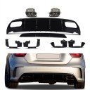 Difusore del paraurti posteriore con terminali di scarico 158 cm in plastica ABS, nero lucido, per Mercedes-Benz Classe A W176 AMG Line e A45 9
