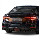 Difusore posteriore / spoiler paraurti con luce LED e 4 alette, plastica ABS, nero lucido, per Audi A4 B9 Standard Sedan 2017–2018 5