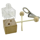 Difuzér do auta prázdná lahvička na esenciální oleje 20–25 ml skleněná cca 7,8 x 2,5 cm s dřevěným víčkem a klipem 3