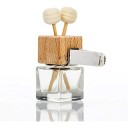 Difuzér do auta prázdná lahvička na esenciální oleje 20–25 ml skleněná cca 7,8 x 2,5 cm s dřevěným víčkem a klipem 5