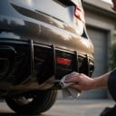 Difuzor de bara spate cu lumina LED si decupaje pentru 4 terminale, plastic ABS, negru lucios, pentru Audi A4 B9 S-Line si S4 Sedan 2017–2019 4