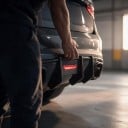 Difuzor zadního nárazníku Sport se 4 žebry a středovým světlem z ABS plastu, černý, pro Audi A4 B9 Standard, S-Line a S4 Sedan 2017–2019 6
