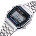 Digitaal sporthorloge voor heren met LED-display, roestvrijstalen metalen armband, waterdichte polsband 22 cm 7