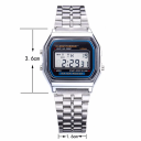 Digitaal sporthorloge voor heren met LED-display, roestvrijstalen metalen armband, waterdichte polsband 22 cm 8