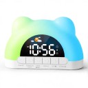 Digitaalinen herätyskello korvilla ja RGB tunnelmavalolla 11 väriä Valoherätys 2 herätysaikaa Näppäinlukko 16 x 10,2 x 5 cm USB-C Valkoinen 5