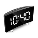 Digital Alarm Clock with LED Display 17.6 x 8.3 x 6 cm Black Body USB Power or Batteries Temperature Date 3 Alarms Brightness 12/24H Snooze Function 2