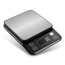 Digital Kitchen Scale with LCD Display, Fully Waterproof, 3 kg / 0.1 g, Stainless Steel, Black with Silver, for Baking and Weighing Food 1