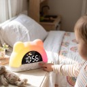 Digital vækkeur med ører og RGB stemningslys 11 farver Lys vækning 2 alarmer Tasterlås 16 x 10,2 x 5 cm USB-C Hvid Til soveværelset 2