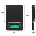 Digitale keukenweegschaal 3 kg 19,5 × 13 × 2,8 cm LCD-display Timer Eenheid conversie Nauwkeurige weegschaal voor voedsel Voeding 2× AAA 4