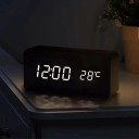 Digitaler LED-Wecker aus Holz, 3 Alarme, Stromversorgung über USB und Batterie, Thermometer, Sprachsteuerung, 3 Helligkeitsstufen, 12/24 Std., 15,5 x 7 x 4 cm 6
