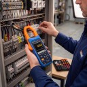 Digitaler Zangenmessgerät 3in1 mit Oszilloskop und Datenlogger, 1000 A AC/DC True RMS, automatischer Bereich, blau-orange, für Elektriker 2