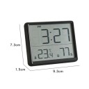 Digitálne mini hodiny s teplomerom a vlhkomerom 9,3 x 7,3 x 1,5 cm Alarm Magnetická zadná strana 12/24h Formát Dátum Čas Teplota Vlhkosť 3