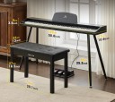 Digitální Piano MUSTAR Polovážená Klaviatura 88 Kláves LED Displej Bluetooth MIDI USB Tři Pedály Dělená Klávesnice 129x33x9 cm se Stojanem 3