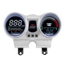 Digitální tachometr na motorku s otáčkoměrem a počítadlem km LCD LED podsvícení odolný proti dešti stříbrný 240 x 142 mm pro Honda 12V 1