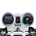 Digitální tachometr na motorku s otáčkoměrem a počítadlem km LCD LED podsvícení odolný proti dešti stříbrný 240 x 142 mm pro Honda 12V 2