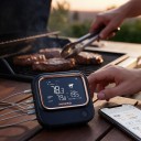 Digitalt kød- og grilltermometer med 4 sonder, Wi-Fi 2,4 GHz og Bluetooth, 2500 mAh batteri, rustfrie sonder, sort, til grill og ovn 2