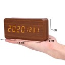 Digitalt LED-vækkeur i træ med 3 alarmer, USB-strøm og batteri, termometer, stemmestyring, 3 lysstyrkeniveauer, 12/24 timer, 15,5 x 7 x 4 cm 11