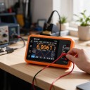 Digitalt multimeter 3-i-1 DM40B med oscilloskop og signalgenerator, True RMS, 3,5 tommer berøringsfølsom IPS-skærm, orange, til elektronik 2