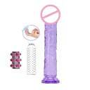 Dildo 23,5 x 4,8 cm cu vene realiste și ventuză + 2 mâneci pentru degete cu proeminențe pentru plăcerea vaginală și anală, ambalaj 3