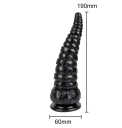 Dildo anale en caoutchouc noir avec ventouse en forme de tentacule taille M 19 x 6 cm étanche facile à nettoyer emballage discret 2