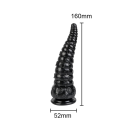 Dildo anale en caoutchouc noir avec ventouse en forme de tentacule taille S 16 x 5,2 cm étanche facile à nettoyer emballage discret 2